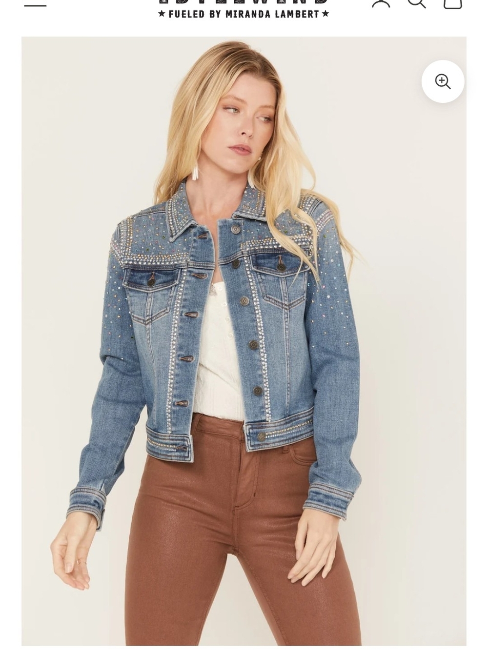 Idyllwind Light Blue Studded Denim Jacket Size Large